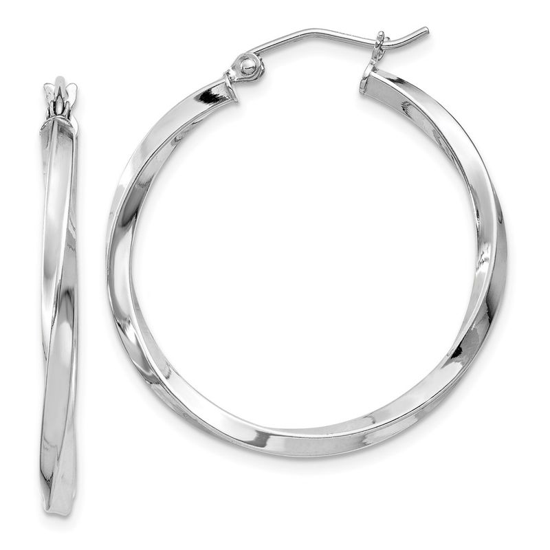 Kazi Luxury Sterling Silver Rhodium-Plated Twisted 25x30mmhoop Earrings 80$